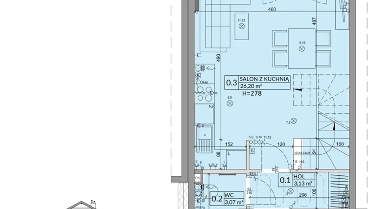 Rzut - Dom na sprzedaż 3 pokoje o powierzchni 68,42 m² - numer 30A w Osiedle Słoneczne etap III