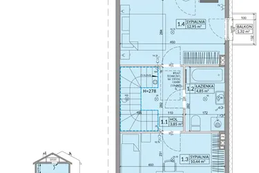Rzut - Dom na sprzedaż 3 pokoje o powierzchni 68,42 m² - numer 30B w Osiedle Słoneczne etap III