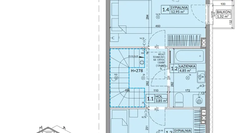 Rzut - Dom na sprzedaż 3 pokoje o powierzchni 68,42 m² - numer 30B w Osiedle Słoneczne etap III