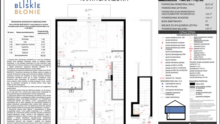 Rzut - Mieszkanie na sprzedaż 3 pokoje o powierzchni 55,53 m² - numer A9-2 w Bliskie Błonie