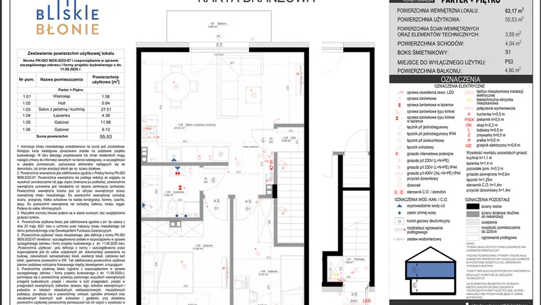 Rzut - Mieszkanie na sprzedaż 3 pokoje o powierzchni 55,53 m² - numer A11-2 w Bliskie Błonie