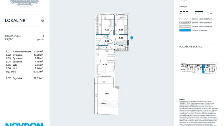 Rzut - Mieszkanie na sprzedaż 3 pokoje o powierzchni 60,22 m² - numer 6 w Stacja Grodzisk