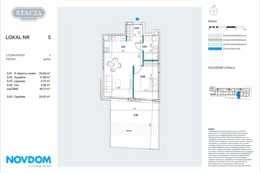 Rzut - Mieszkanie na sprzedaż 2 pokoje o powierzchni 45,31 m² - numer 5 w Stacja Grodzisk