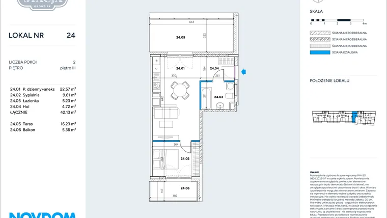 Rzut - Mieszkanie na sprzedaż 2 pokoje o powierzchni 42,13 m² - numer 24 w Stacja Grodzisk