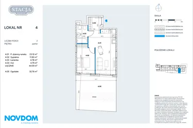 Rzut - Mieszkanie na sprzedaż 2 pokoje o powierzchni 44,59 m² - numer 4 w Stacja Grodzisk