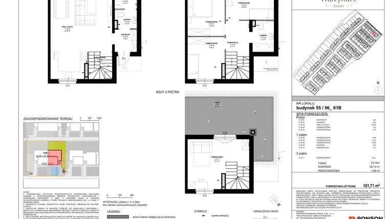 Rzut - Dom na sprzedaż 5 pokoi o powierzchni 101,71 m² - numer 55_01B w Nowe Warzymice 7.1