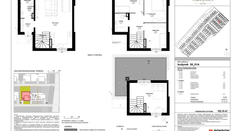 Rzut - Dom na sprzedaż 5 pokoi o powierzchni 102,1 m² - numer 58_01A w Nowe Warzymice 7.1