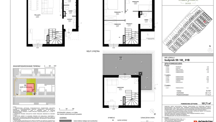 Rzut - Dom na sprzedaż 5 pokoi o powierzchni 101,71 m² - numer 59_01B w Nowe Warzymice 7.1