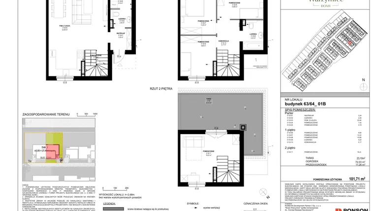 Rzut - Dom na sprzedaż 5 pokoi o powierzchni 101,71 m² - numer 63_01B w Nowe Warzymice 7.1
