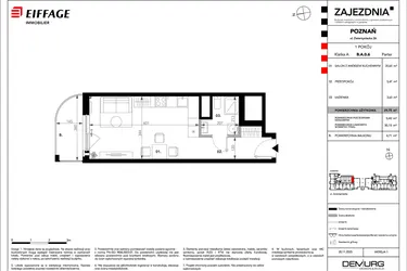 Rzut - Mieszkanie na sprzedaż 1 pokój o powierzchni 29,75 m² - numer B.A.0.6 w Zajezdnia