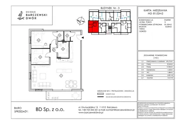 Rzut - Mieszkanie na sprzedaż 3 pokoje o powierzchni 81,02 m² - numer M2 w Osiedle Barczewski Dwór etap III