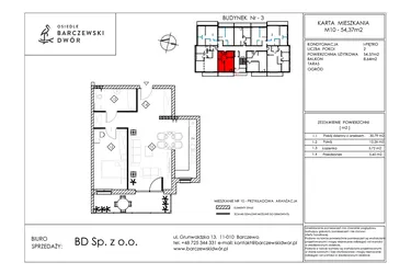 Rzut - Mieszkanie na sprzedaż 2 pokoje o powierzchni 54,37 m² - numer M10 w Osiedle Barczewski Dwór etap III