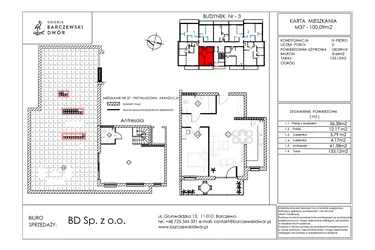 Rzut - Mieszkanie na sprzedaż 3 pokoje o powierzchni 100,09 m² - numer M37 w Osiedle Barczewski Dwór etap III