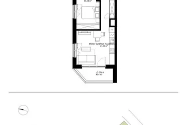 Rzut - Mieszkanie na sprzedaż 2 pokoje o powierzchni 36,13 m² - numer 14 w Nova Mikołowska - City Garden