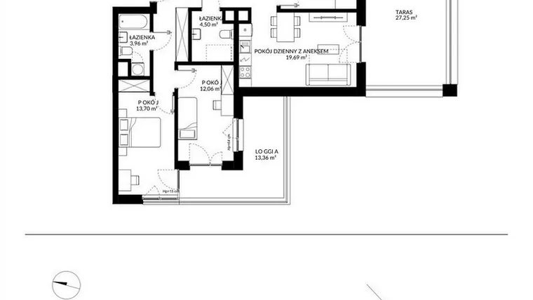 Rzut - Mieszkanie na sprzedaż 4 pokoje o powierzchni 81,31 m² - numer 15 w Nova Mikołowska - City Garden