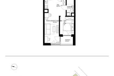 Rzut - Mieszkanie na sprzedaż 2 pokoje o powierzchni 38,52 m² - numer 17 w Nova Mikołowska - City Garden