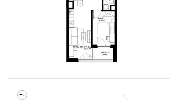 Rzut - Mieszkanie na sprzedaż 2 pokoje o powierzchni 39,6 m² - numer 18 w Nova Mikołowska - City Garden