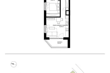 Rzut - Mieszkanie na sprzedaż 2 pokoje o powierzchni 36,13 m² - numer 19 w Nova Mikołowska - City Garden