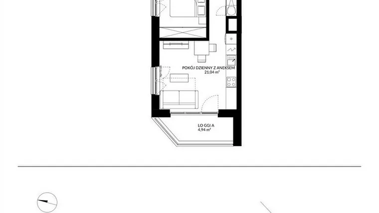 Rzut - Mieszkanie na sprzedaż 2 pokoje o powierzchni 36,13 m² - numer 19 w Nova Mikołowska - City Garden