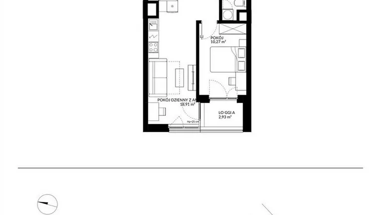 Rzut - Mieszkanie na sprzedaż 2 pokoje o powierzchni 39,6 m² - numer 22 w Nova Mikołowska - City Garden
