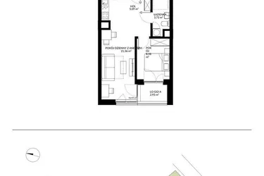 Rzut - Mieszkanie na sprzedaż 2 pokoje o powierzchni 38,52 m² - numer 21 w Nova Mikołowska - City Garden