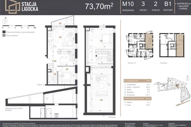 Rzut - Mieszkanie na sprzedaż 2 pokoje o powierzchni 73,7 m² - numer B1_M10 w Stacja Ligocka