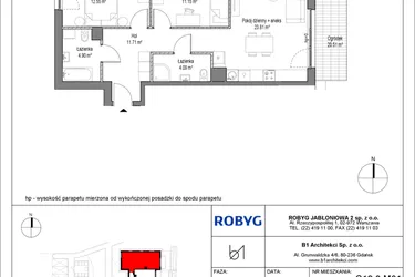 Rzut - Mieszkanie na sprzedaż 3 pokoje o powierzchni 68,21 m² - numer C12.0M01 w Lawendowe Wzgórza bud. C12