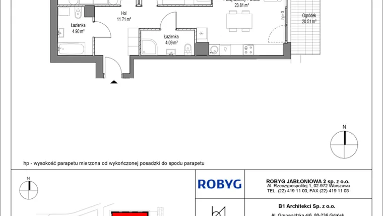 Rzut - Mieszkanie na sprzedaż 3 pokoje o powierzchni 68,21 m² - numer C12.0M01 w Lawendowe Wzgórza bud. C12