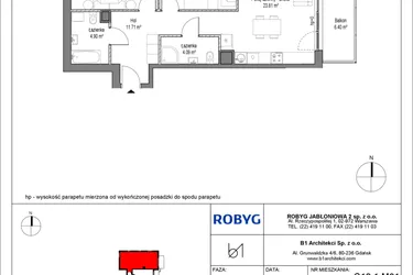 Rzut - Mieszkanie na sprzedaż 3 pokoje o powierzchni 68,21 m² - numer C12.1M01 w Lawendowe Wzgórza bud. C12