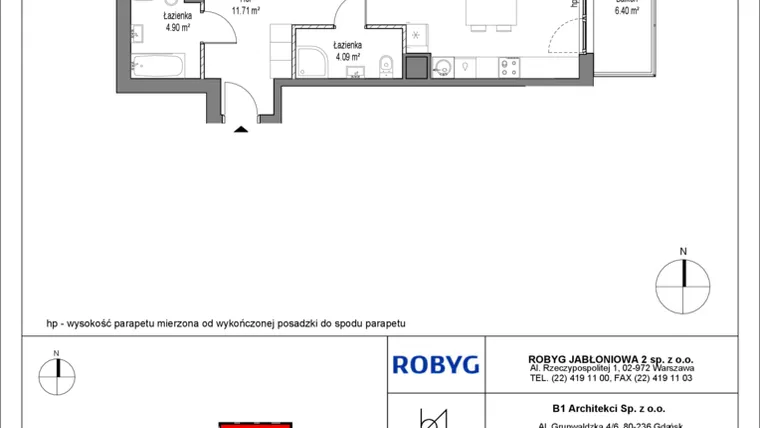 Rzut - Mieszkanie na sprzedaż 3 pokoje o powierzchni 68,21 m² - numer C12.1M01 w Lawendowe Wzgórza bud. C12