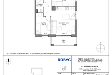 Rzut - Mieszkanie na sprzedaż 4 pokoje o powierzchni 74,01 m² - numer C12.3M03 w Lawendowe Wzgórza bud. C12