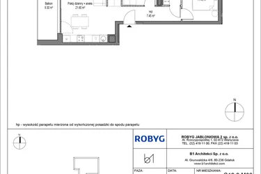 Rzut - Mieszkanie na sprzedaż 3 pokoje o powierzchni 55,65 m² - numer C12.2M08 w Lawendowe Wzgórza bud. C12