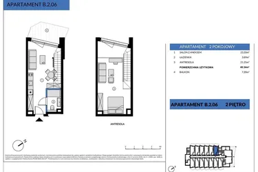 Rzut - Mieszkanie na sprzedaż 2 pokoje o powierzchni 48,34 m² - numer B.2.06 w Wind Yacht