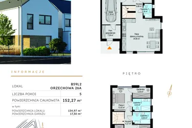 Rzut - Dom na sprzedaż 5 pokoi o powierzchni 152,27 m² - numer B59L2 w Szczodre etap VI