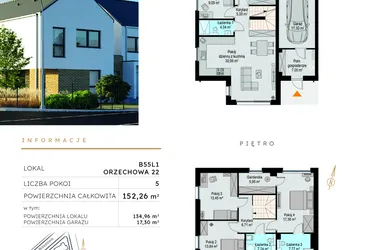 Rzut - Dom na sprzedaż 5 pokoi o powierzchni 152,26 m² - numer B55L1 w Szczodre etap VI