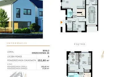 Rzut - Dom na sprzedaż 5 pokoi o powierzchni 152,8 m² - numer B56L2 w Szczodre etap VI