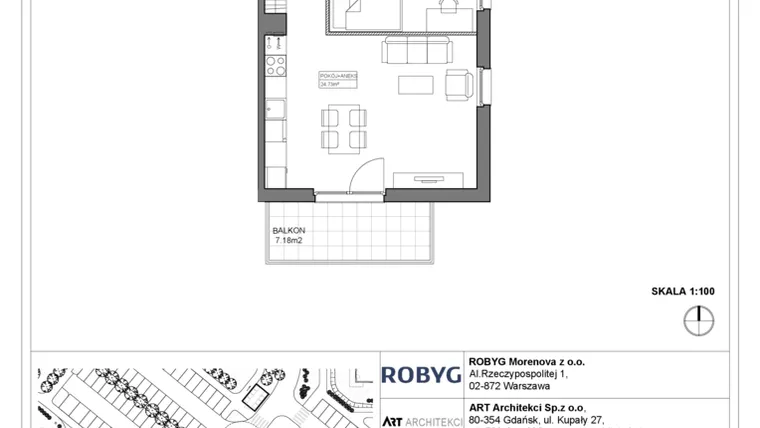 Rzut - Mieszkanie na sprzedaż 3 pokoje o powierzchni 58,85 m² - numer 3.11.1M08 w Szumilas bud. 3.11 - 3.15
