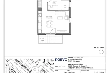Rzut - Mieszkanie na sprzedaż 3 pokoje o powierzchni 58,85 m² - numer 3.11.2M08 w Szumilas bud. 3.11 - 3.15