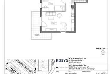 Rzut - Mieszkanie na sprzedaż 3 pokoje o powierzchni 60,62 m² - numer 3.12.1M06 w Szumilas bud. 3.11 - 3.15