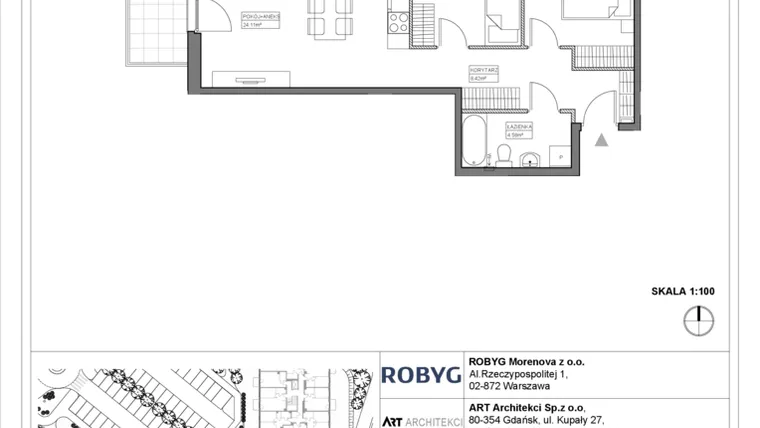 Rzut - Mieszkanie na sprzedaż 3 pokoje o powierzchni 56,19 m² - numer 3.12.2M03 w Szumilas bud. 3.11 - 3.15