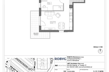 Rzut - Mieszkanie na sprzedaż 3 pokoje o powierzchni 60,62 m² - numer 3.12.2M06 w Szumilas bud. 3.11 - 3.15