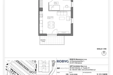 Rzut - Mieszkanie na sprzedaż 3 pokoje o powierzchni 58,85 m² - numer 3.12.2M08 w Szumilas bud. 3.11 - 3.15