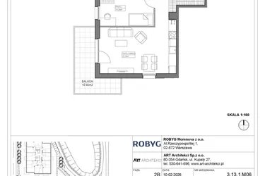Rzut - Mieszkanie na sprzedaż 3 pokoje o powierzchni 60,62 m² - numer 3.13.1M06 w Szumilas bud. 3.11 - 3.15