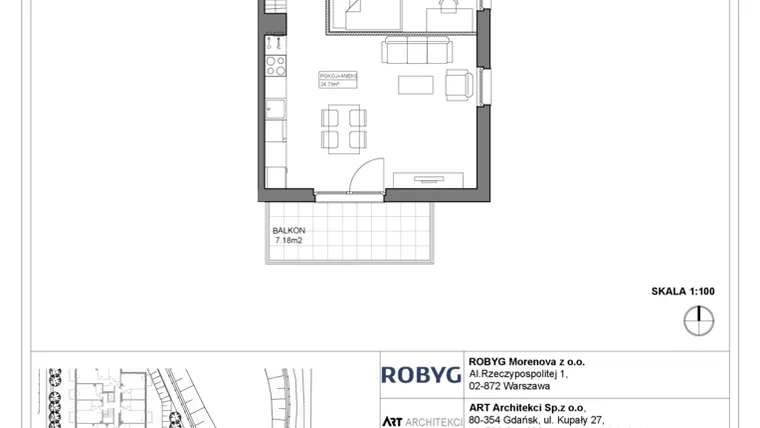 Rzut - Mieszkanie na sprzedaż 3 pokoje o powierzchni 58,85 m² - numer 3.13.1M08 w Szumilas bud. 3.11 - 3.15