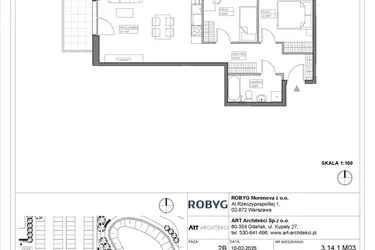 Rzut - Mieszkanie na sprzedaż 3 pokoje o powierzchni 56,19 m² - numer 3.14.1M03 w Szumilas bud. 3.11 - 3.15