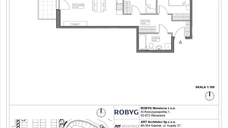 Rzut - Mieszkanie na sprzedaż 3 pokoje o powierzchni 56,19 m² - numer 3.14.1M03 w Szumilas bud. 3.11 - 3.15