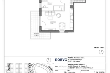 Rzut - Mieszkanie na sprzedaż 3 pokoje o powierzchni 60,62 m² - numer 3.14.1M06 w Szumilas bud. 3.11 - 3.15