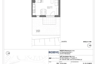 Rzut - Mieszkanie na sprzedaż 2 pokoje o powierzchni 45,13 m² - numer 3.15.0M02 w Szumilas bud. 3.11 - 3.15