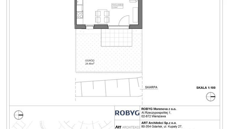 Rzut - Mieszkanie na sprzedaż 2 pokoje o powierzchni 45,13 m² - numer 3.15.0M02 w Szumilas bud. 3.11 - 3.15