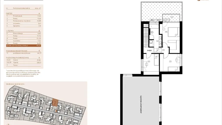 Rzut - Mieszkanie na sprzedaż 5 pokoi o powierzchni 99,97 m² - numer A26 w Kosocicka Ambient